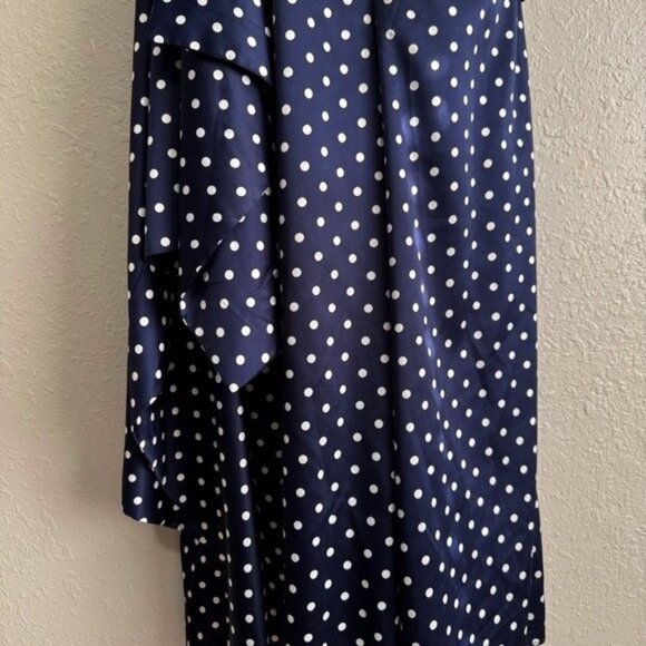 Keepsake foolish jumpsuit satin navy blue white polka dots sleeveless drape 6 - Picture 6 of 13